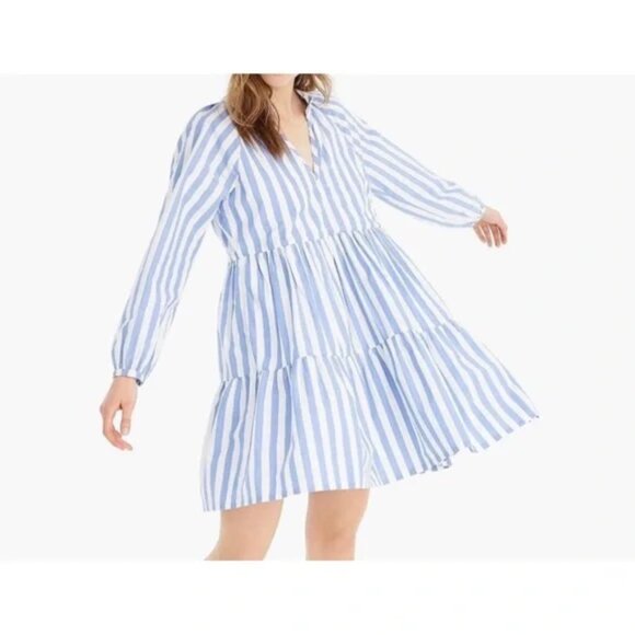 J. Crew Women's Tiered Popover Dress in Striped Cotton Poplin- Size S - Picture 15 of 15